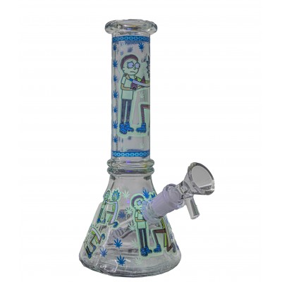 KNEELING RICK GLASS MINI BEAKER 8inch (GLOW IN DARK)