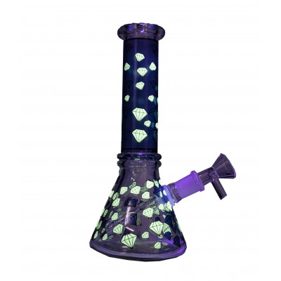 BLUE DIAMOND GLASS MINI BEAKER 8inch (GLOW IN DARK)
