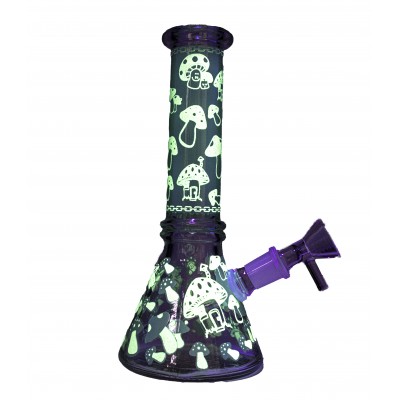 MUSHROOM MINI BEAKER TYPE 2 - AQUA 8inch (GLOW IN DARK)