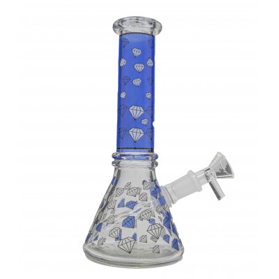 BLUE DIAMOND GLASS MINI BEAKER 8inch (GLOW IN DARK)