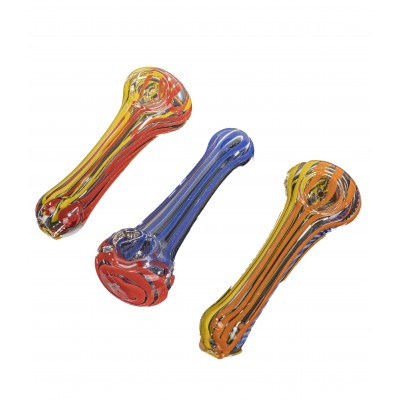 CURILCUE DESIGN GLASS HAND PIPE 5inch 3CT/PK