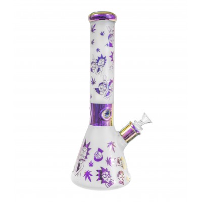 FROSTED GLASS RICK AND MORTY BEAKER 14inch - PURPLE