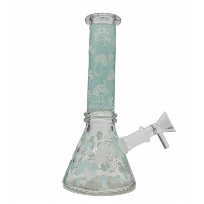 MUSHROOM MINI BEAKER TYPE 2 - AQUA 8inch (GLOW IN DARK)