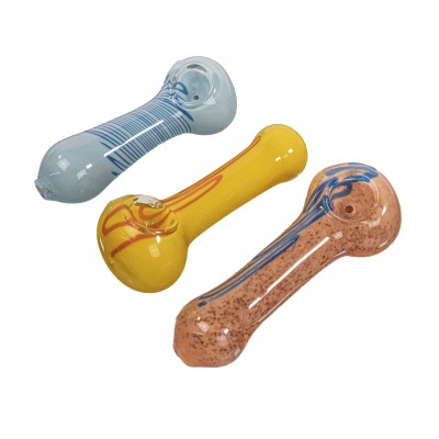 PINSTRIPED GLASS HANDPIPE 4inch 3CT/PK