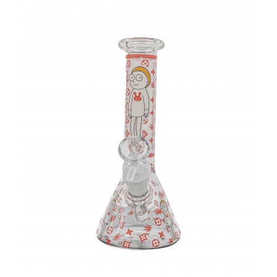 RICK AND MORTY BUNNY PAJAMAS GLASS BEAKER With ICE CATCHER 8inch (GLOW IN DARK)