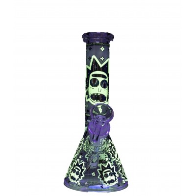 CRAZY FACE MINI GLASS BEAKER With ICE CATCHER 8inch (GLOW IN DARK)