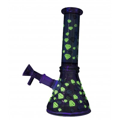 AQUA DIAMOND GLASS MINI BEAKER 8inch (GLOW IN DARK)