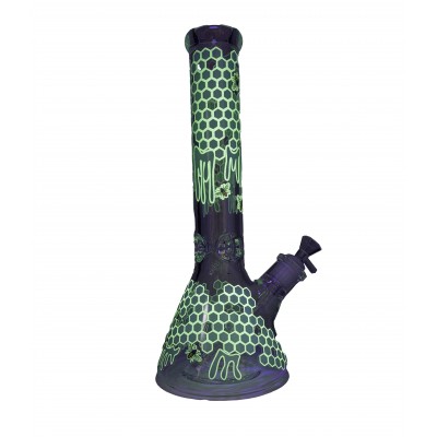 HONEYCOMB GLASS BEAKER With ICE CATCHER 14inch - GREEN