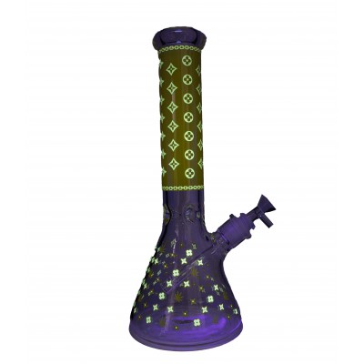 DESIGNER GLASS BEAKER With ICE CATCHER 14inch - YELLOW