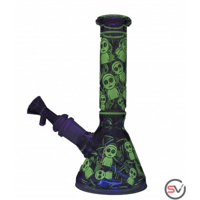 RICK AND MORTY WIDE EYED GLASS BEAKER With ICE CATCHER 8inch (GLOW IN THE DARK)