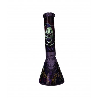 EVIL CLOWN TYPE 2 GLASS BEAKER With ICE CATCHER 14inch (GLOW IN DARK)