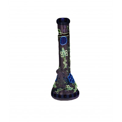 BEES AND FRUIT GLASS BEAKER With ICE CATCHER 14inch - BLUE