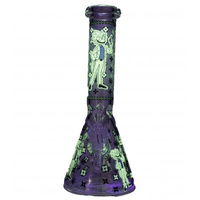 RICK AND MORTY MAD SCIENTIST GLASS BEAKER With ICE CATCHER 10inch (GLOW IN DARK)