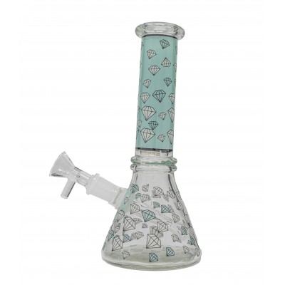 AQUA DIAMOND GLASS MINI BEAKER 8inch (GLOW IN DARK)