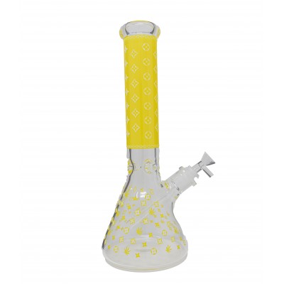DESIGNER GLASS BEAKER With ICE CATCHER 14inch - YELLOW