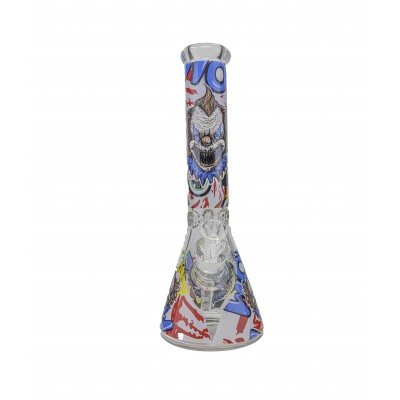 EVIL CLOWN TYPE 1 GLASS BEAKER With ICE CATCHER 14inch (GLOW IN DARK)
