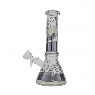 FULL MOON WOLF GLASS MINI BEAKER 8inch - (GLOW IN DARK)
