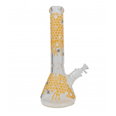 HONEYCOMB GLASS BEAKER With ICE CATCHER 14inch - ORANGE