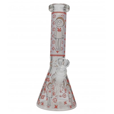 RICK AND MORTY BUNNY PAJAMAS GLASS BEAKER With ICE CATCHER 10inch (GLOW IN DARK)