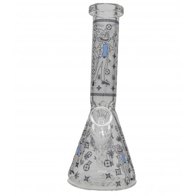 RICK AND MORTY MAD SCIENTIST GLASS BEAKER With ICE CATCHER 10inch (GLOW IN DARK)