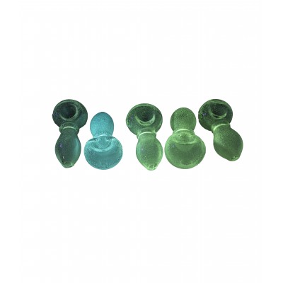 RIBBED GLASS HAND PIPE 3inch 5CT/PK - GLOW IN DARK