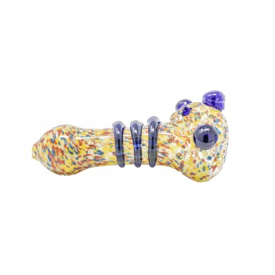 RIBBED BODY FRIT GLASS HAND PIPE 5inch - 3CT/PK
