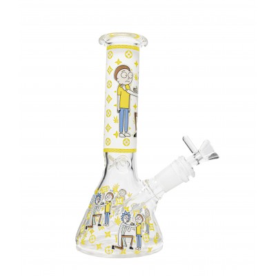 KNEELING RICK GLASS BEAKER With ICE CATCHER 8inch (GLOW IN DARK)