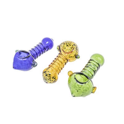 CONE HEAD SPIRAL BODY GLASS HAND PIPE 5inch 3CT/PK