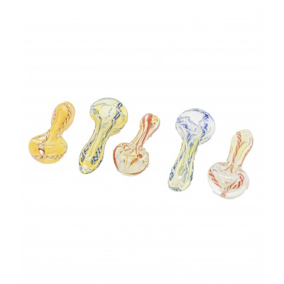FUMED CANDY CANE GLASS HAND PIPE 3inch 5CT/PK