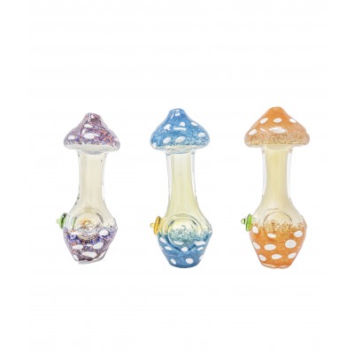 MAGIC MUSHROOM GLASS HAND PIPE 3CT/PK
