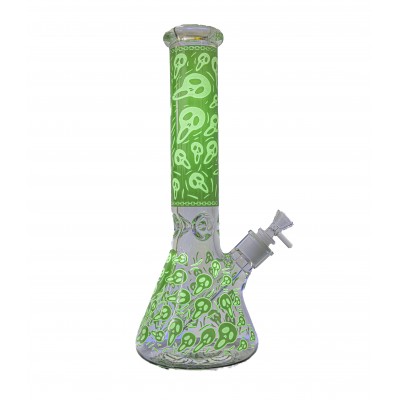 THE SCREAM BEAKER STYLE GLASS WATER PIPE 14inch (GLOW IN DARK) - GREEN