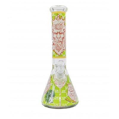 RASTA LION GLASS BEAKER 14inch (GLOW IN DARK) - GREEN