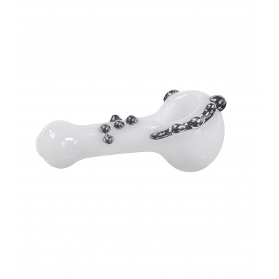 WHITE GLASS HAND PIPE WITH TENTACLE 5inch 3CT/PK