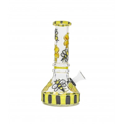 BEE DESIGN GLASS BEAKER 6inch (GLOW IN DARK)