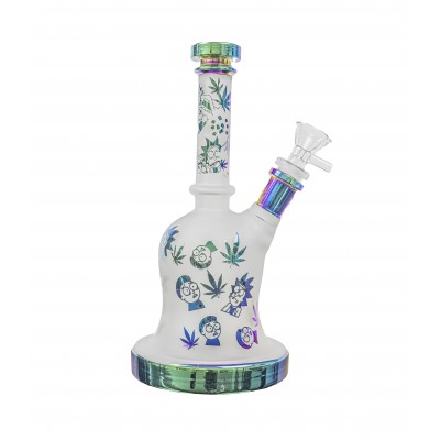 FROSTED GLASS RICK AND MORTY WATER PIPE 9inch