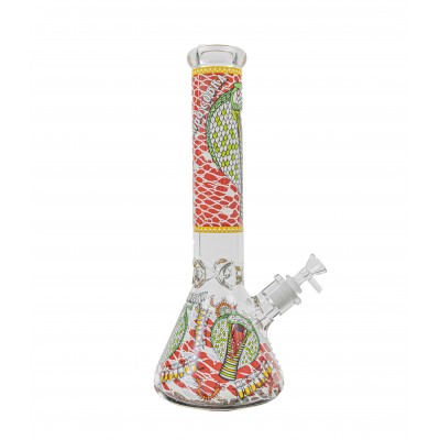 KING COBRA GLASS BEAKER 14inch (GLOW IN DARK) - RED