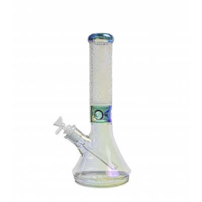 SANDBLASTED GEOMETRIC DESIGN WATER PIPE 13inch - RAINBOW