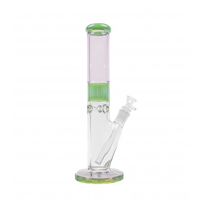 TWO TONE CYLINDER WATER PIPE WITH ICE CATCHER 14inch -  PINK