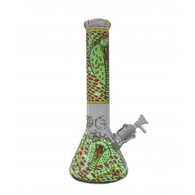 KING COBRA GLASS BEAKER 14inch (GLOW IN DARK) - RED