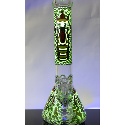 KING COBRA GLASS BEAKER 14inch (GLOW IN DARK) - GREEN