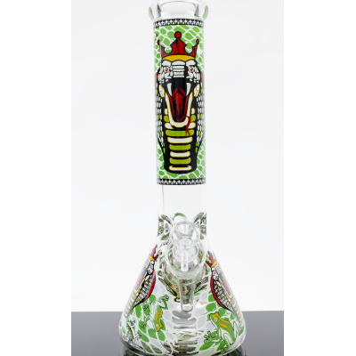 KING COBRA GLASS BEAKER 14inch (GLOW IN DARK) - GREEN