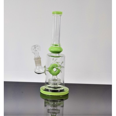 INFINITY RING GLASS WATER PIPE NEON GREEN 12inch
