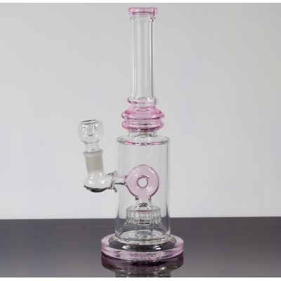 INFINITY RING GLASS WATER PIPE PINK 12inch