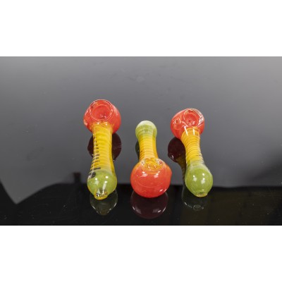 4inch RASTA COLOR SWIRL DESIGN HAND PIPE 3CT/PK