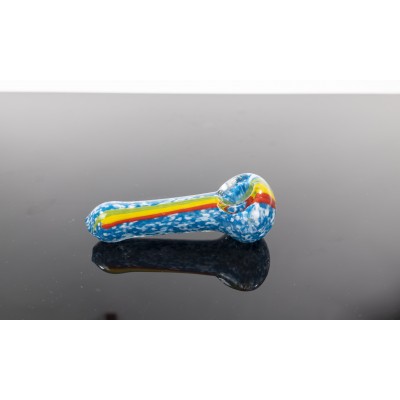 LIGHT BLUE AND WHITE FRIT PIPE WITH RASTA LINE 4inch 3CT/PK