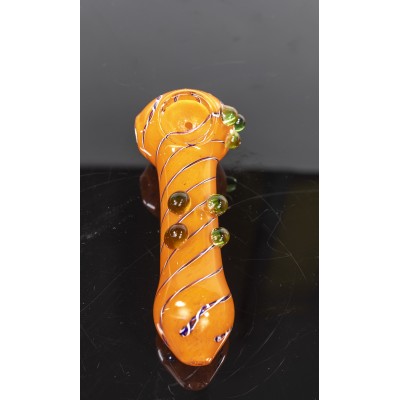 TRI MARBLE BOWL FRIT PIPE WITH SWIRL 4inch