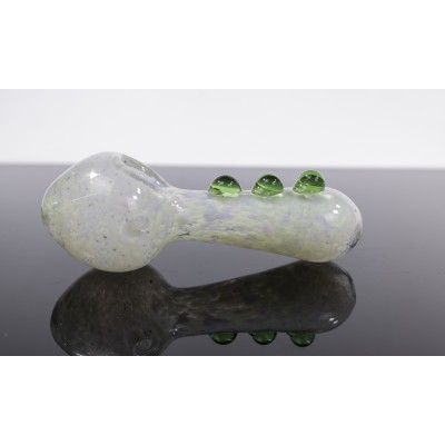 THREE GREEN MARBLE WHITE FRIT PIPE