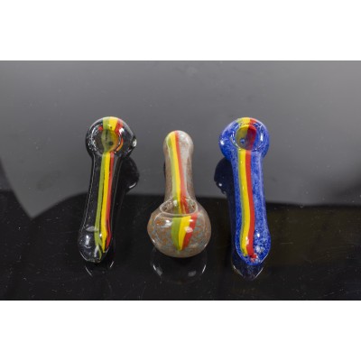 ASSORTED COLORS STRIPED HAND PIPE 4.5inch 3CT/PK