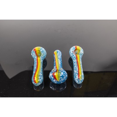 LIGHT BLUE AND WHITE FRIT PIPE WITH RASTA LINE 4inch 3CT/PK