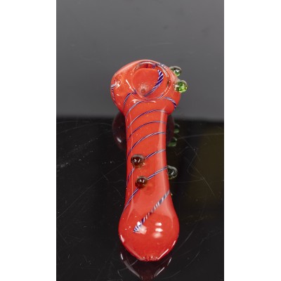 TRI MARBLE BOWL FRIT PIPE WITH SWIRL 4inch